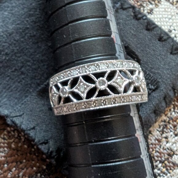 Star Ring P4SR Silver/Platinum/Palladium Wedding Band Diamonds size 9 - Picture 1 of 6